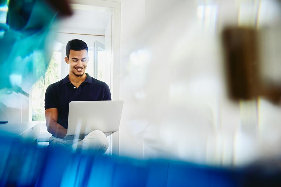 man at a laptop