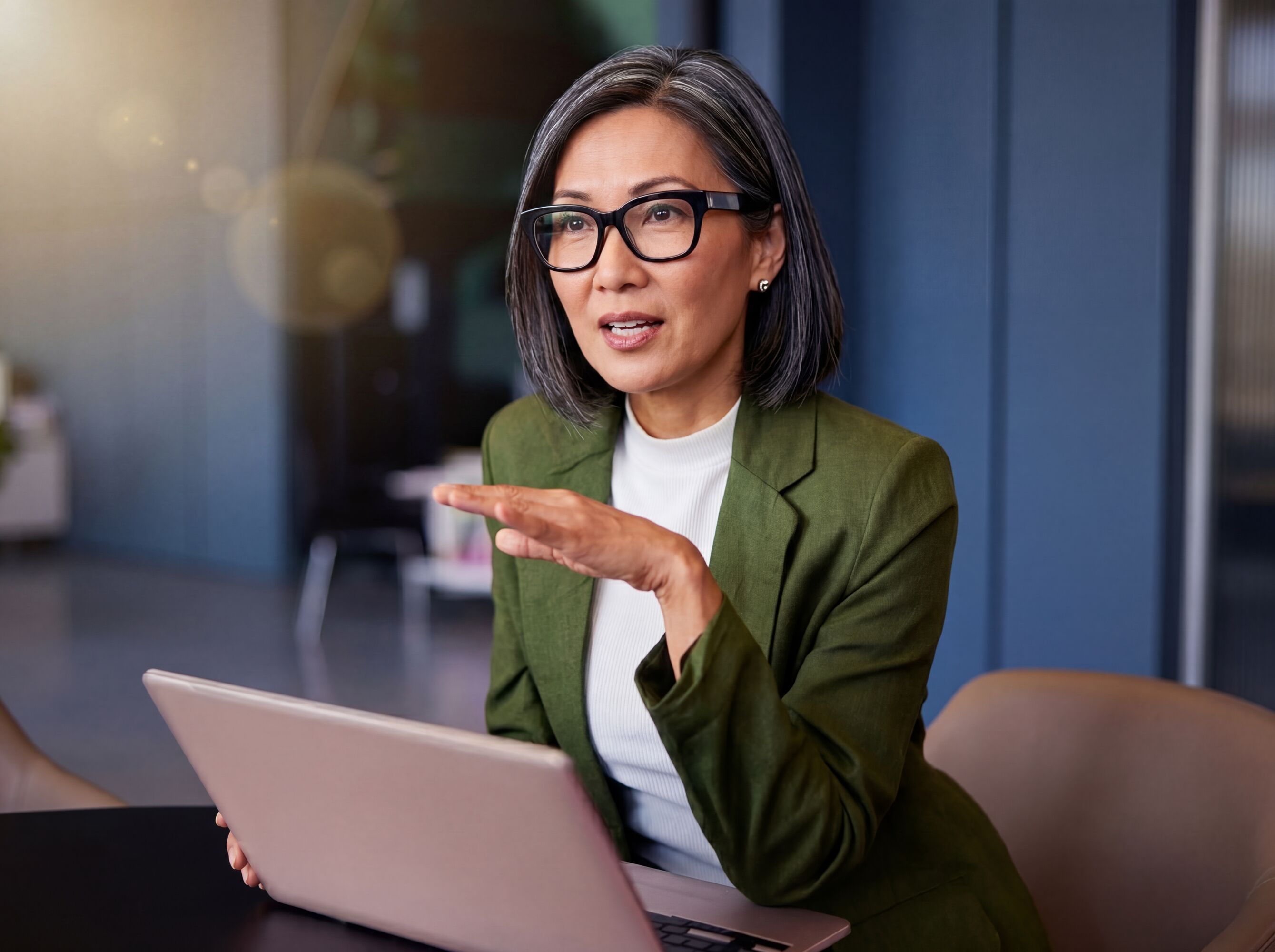 woman working, laptop AI