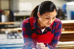 woman working on a desk