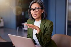 woman working, laptop AI