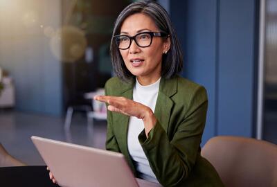 woman working, laptop AI
