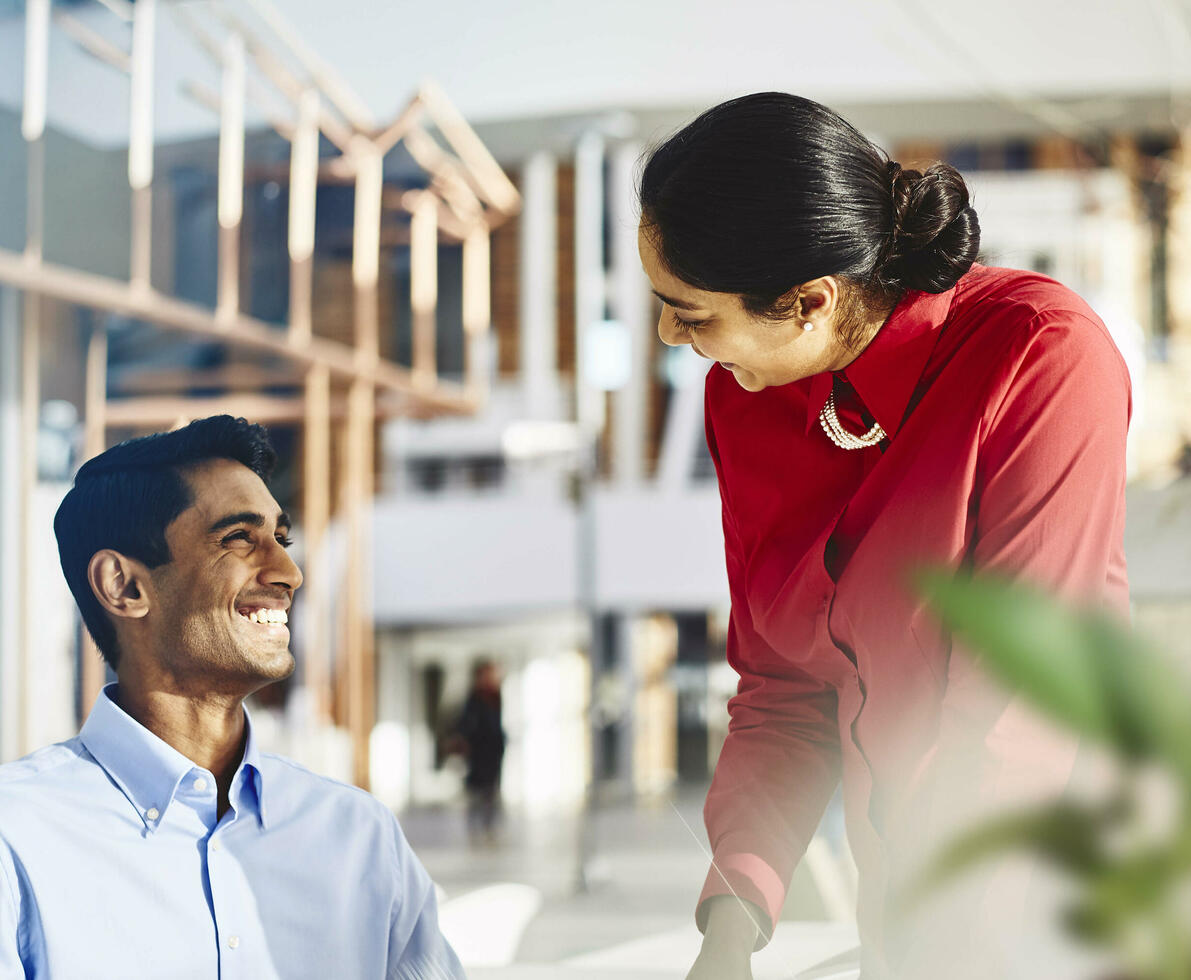 two people laughing